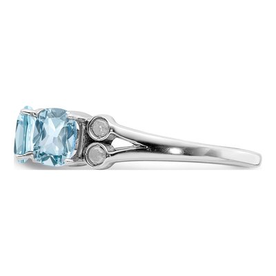 Sterling Silver 1/10 ct tw Sky Blue Topaz & Diamond Ring – view 3