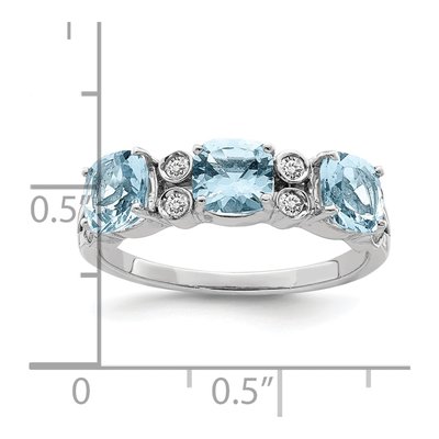 Sterling Silver 1/10 ct tw Sky Blue Topaz & Diamond Ring – view 5