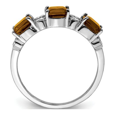 Sterling Silver 1/10 ct tw Whiskey Quartz & Diamond Whiskey Ring – view 2