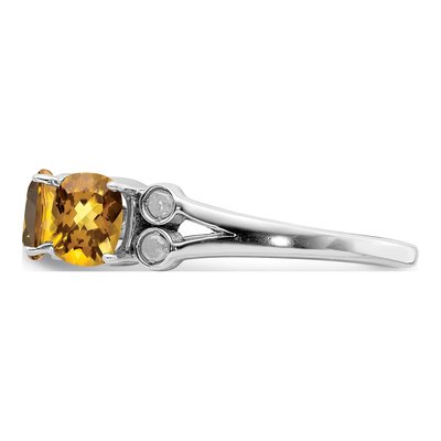 Sterling Silver 1/10 ct tw Whiskey Quartz & Diamond Whiskey Ring – view 3