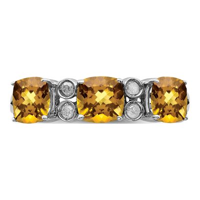 Sterling Silver 1/10 ct tw Whiskey Quartz & Diamond Whiskey Ring – view 4