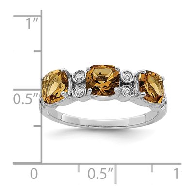 Sterling Silver 1/10 ct tw Whiskey Quartz & Diamond Whiskey Ring – view 5