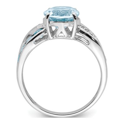 Sterling Silver Sky Blue Topaz & Diamond Ring – view 3