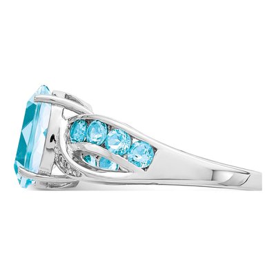 Sterling Silver Sky Blue Topaz & Diamond Ring – view 4