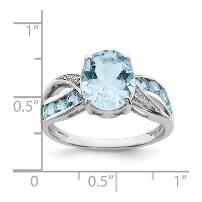 Sterling Silver Sky Blue Topaz & Diamond Ring – view 5