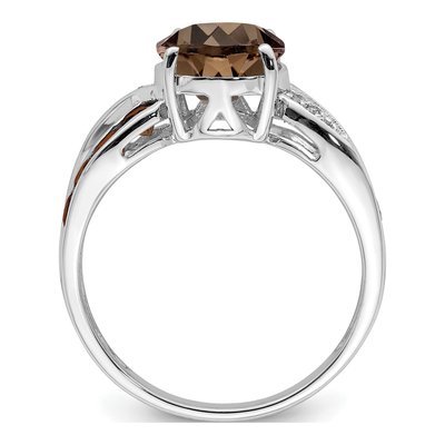 Sterling Silver Smoky Quartz & Diamond Ring – view 3