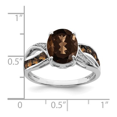 Sterling Silver Smoky Quartz & Diamond Ring – view 4