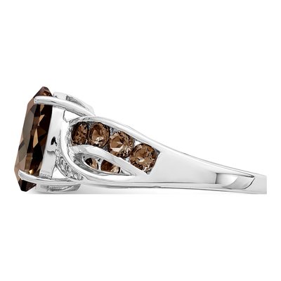Sterling Silver Smoky Quartz & Diamond Ring – view 5