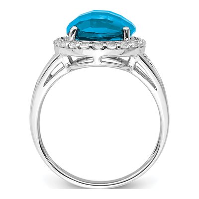 Sterling Silver Swiss Blue Topaz & White Topaz Ring – view 3