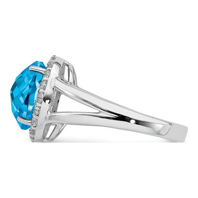 Sterling Silver Swiss Blue Topaz & White Topaz Ring – view 4