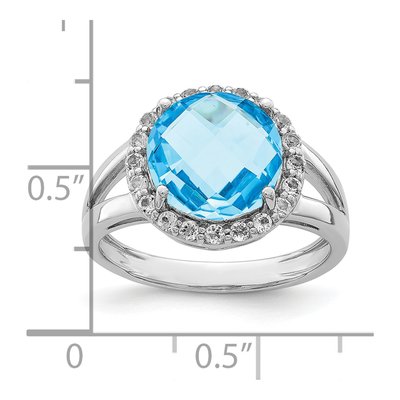 Sterling Silver Swiss Blue Topaz & White Topaz Ring – view 5