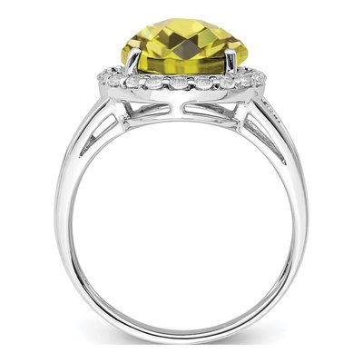 Sterling Silver Lemon Quartz & White Topaz Lemon Ring – view 3