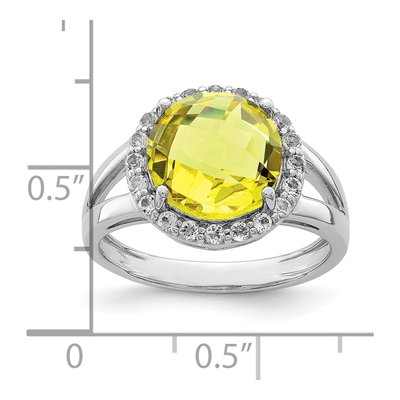 Sterling Silver Lemon Quartz & White Topaz Lemon Ring – view 4