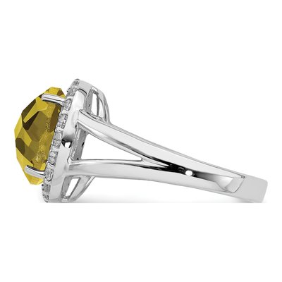 Sterling Silver Lemon Quartz & White Topaz Lemon Ring – view 5