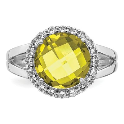 Sterling Silver Lemon Quartz & White Topaz Lemon Ring – view 6