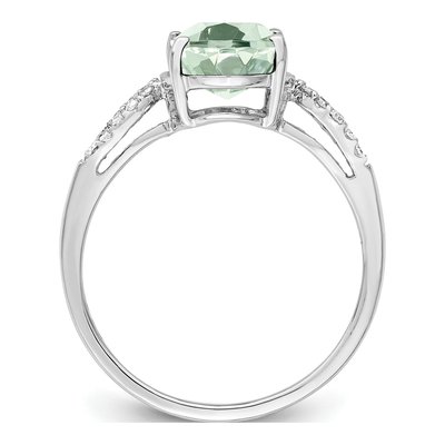 Sterling Silver 1/10 ct tw Green Quartz & Diamond Ring – view 2