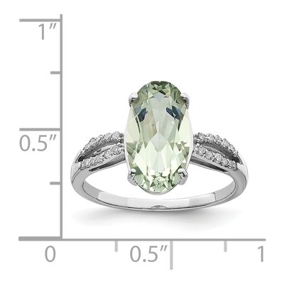 Sterling Silver 1/10 ct tw Green Quartz & Diamond Ring – view 3