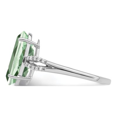 Sterling Silver 1/10 ct tw Green Quartz & Diamond Ring – view 4
