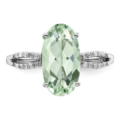 Sterling Silver 1/10 ct tw Green Quartz & Diamond Ring – view 5