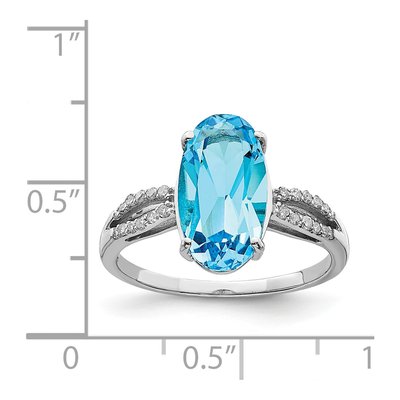 Sterling Silver 1/10 ct tw Swiss Blue Topaz & Diamond Oval Ring – view 3