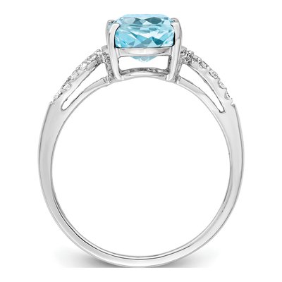Sterling Silver 1/10 ct tw Sky Blue Topaz & Diamond Ring – view 2