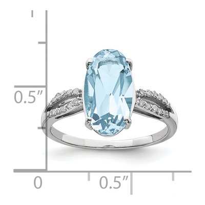 Sterling Silver 1/10 ct tw Sky Blue Topaz & Diamond Ring – view 3
