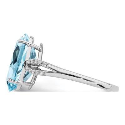 Sterling Silver 1/10 ct tw Sky Blue Topaz & Diamond Ring – view 4