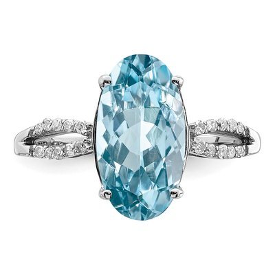 Sterling Silver 1/10 ct tw Sky Blue Topaz & Diamond Ring – view 5