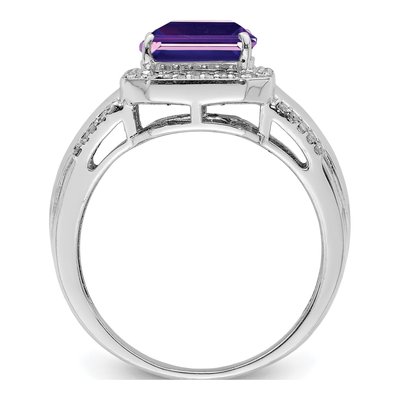Sterling Silver 0.22 ct tw Amethyst & Diamond Square Ring – view 2