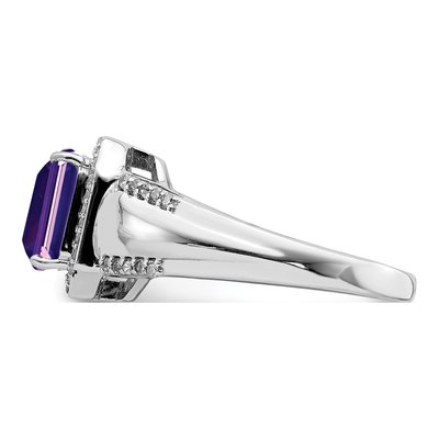 Sterling Silver 0.22 ct tw Amethyst & Diamond Square Ring – view 4