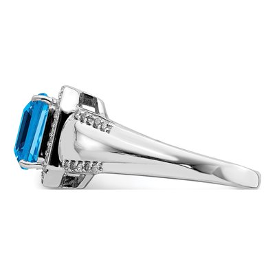 Sterling Silver 0.22 ct tw Swiss Blue Topaz & Diamond Square Ring – view 4