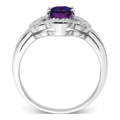 Sterling Silver 1/5 ct tw Amethyst & Diamond Oval Ring – view 2