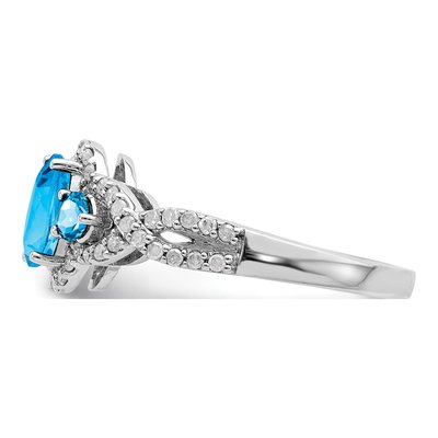 Sterling Silver 1/4 ct tw Swiss Blue Topaz & Diamond Oval Ring – view 5