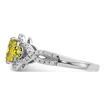 Sterling Silver 1/4 ct tw Lemon Quartz & Diamond Oval Lemon Ring – view 5