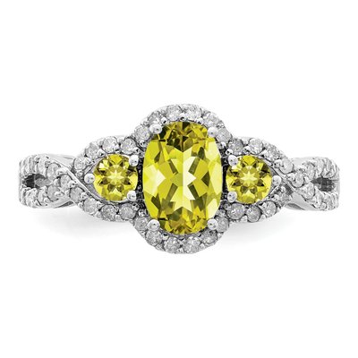 Sterling Silver 1/4 ct tw Lemon Quartz & Diamond Oval Lemon Ring – view 6