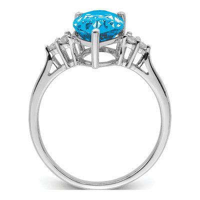 Sterling Silver 0.09 ct tw Swiss Blue Topaz & Diamond Pear Ring – view 2