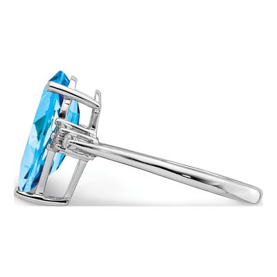 Sterling Silver 0.09 ct tw Swiss Blue Topaz & Diamond Pear Ring – view 4