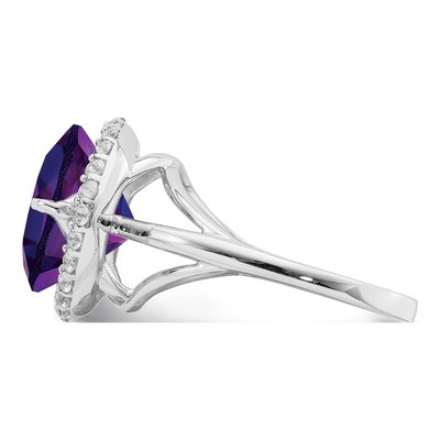 Sterling Silver Amethyst & White Topaz Ring – view 4