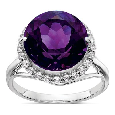 Sterling Silver Amethyst & White Topaz Ring