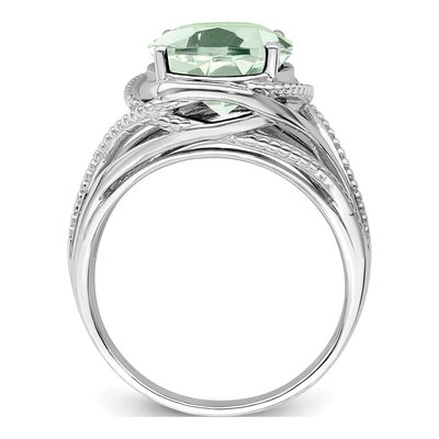 Sterling Silver Green Quartz Oval Ring – view 2