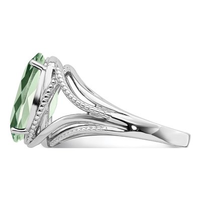 Sterling Silver Green Quartz Oval Ring – view 4