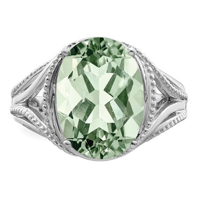 Sterling Silver Green Quartz Oval Ring – view 5