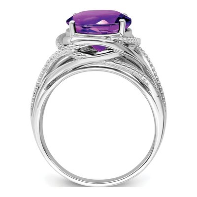 Sterling Silver Amethyst Oval Ring – view 3