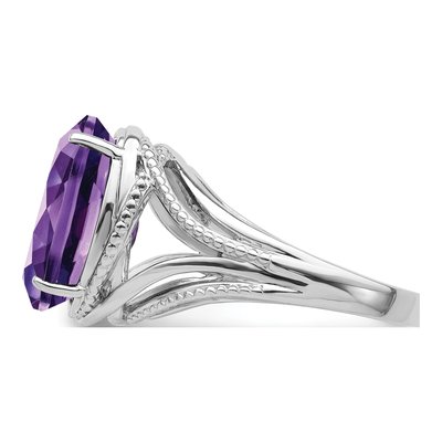 Sterling Silver Amethyst Oval Ring – view 5
