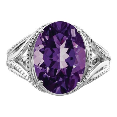 Sterling Silver Amethyst Oval Ring – view 6