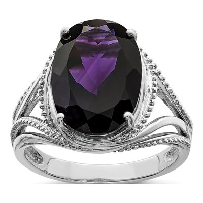 Sterling Silver Amethyst Oval Ring