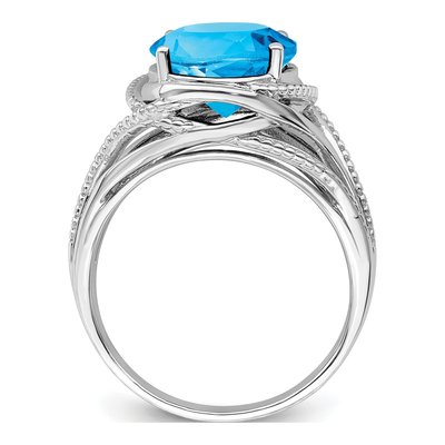 Sterling Silver Swiss Blue Topaz Oval Ring – view 3