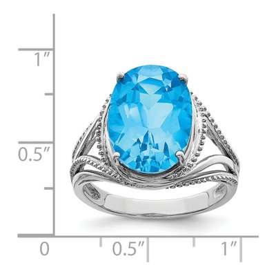 Sterling Silver Swiss Blue Topaz Oval Ring – view 4