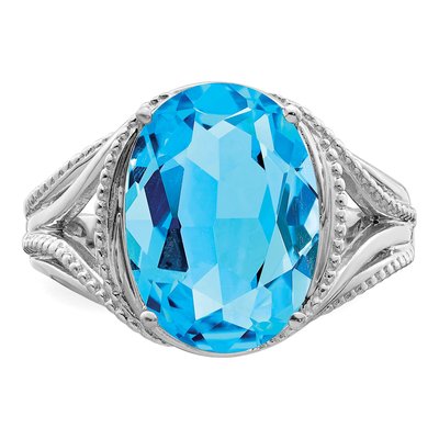 Sterling Silver Swiss Blue Topaz Oval Ring – view 6