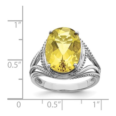 Sterling Silver Lemon Quartz Oval Lemon Ring – view 3